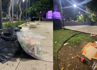 Restos de comida, papel higiénico y botellas tiradas; así quedó el punto cannábico tras su primer día en Paseo de la Reforma