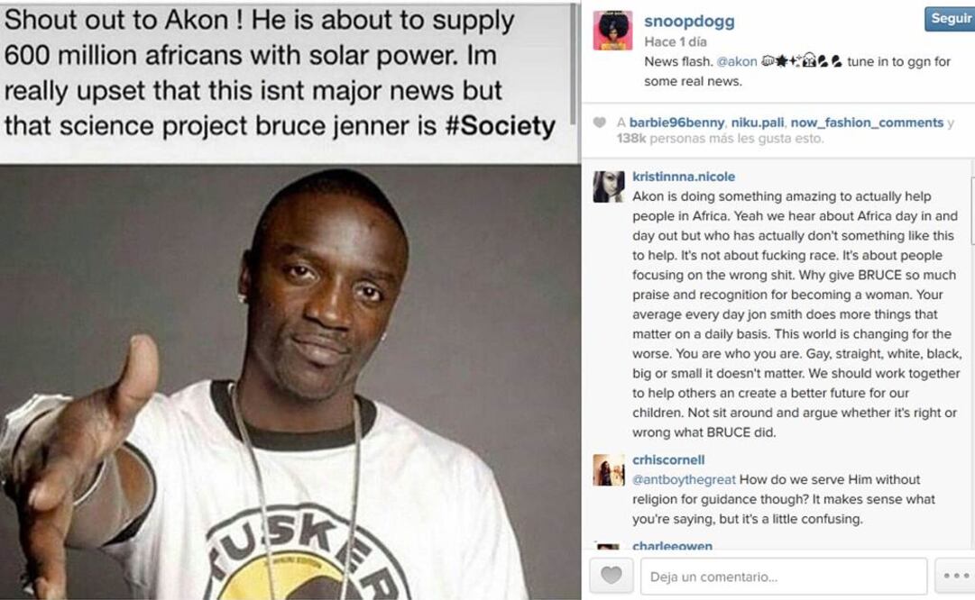 Dogg no entiende por qué tanta difusión a la noticia de Jenner Foto:Instagram