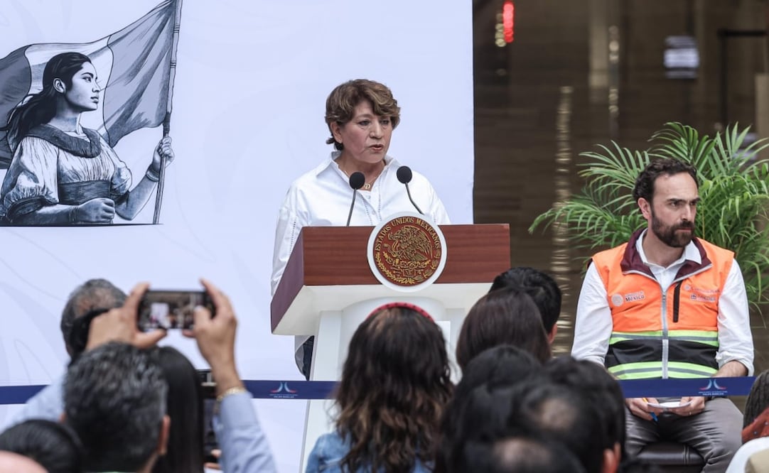 La gobernadora del Estado de México, Delfina Gómez Álvarez, durante la inauguración del Tren Felipe Ángeles. Foto: especial