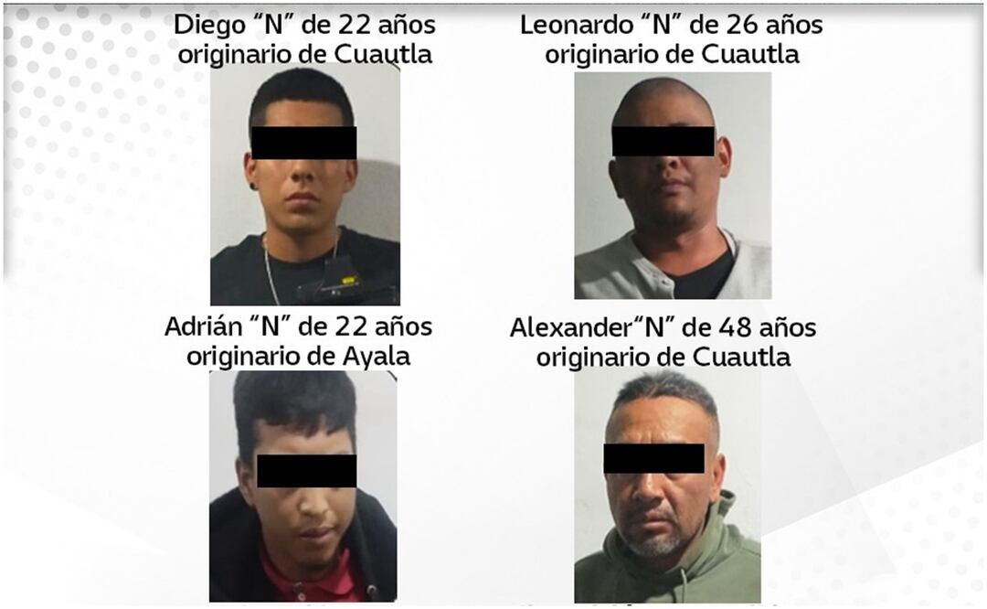 Los 4 hombres volvieron a ser detenidos cuando salían del Cereso de Morelos por actitudes sospechosas (7/12/2024). Foto: Especial