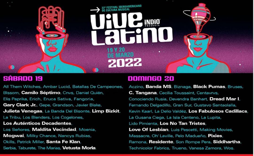 La próxima edición del Vive Latino se llevará a cabo los días 19 y 20 de marzo del 2022. Foto: Twitter
