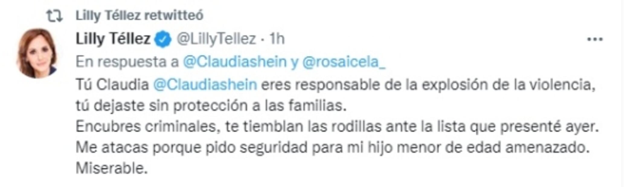 Así responde Lilly Téllez a Rosa Icela Rodríguez y Claudia Sheinbaum por pedir seguridad de la Guardia Nacional 