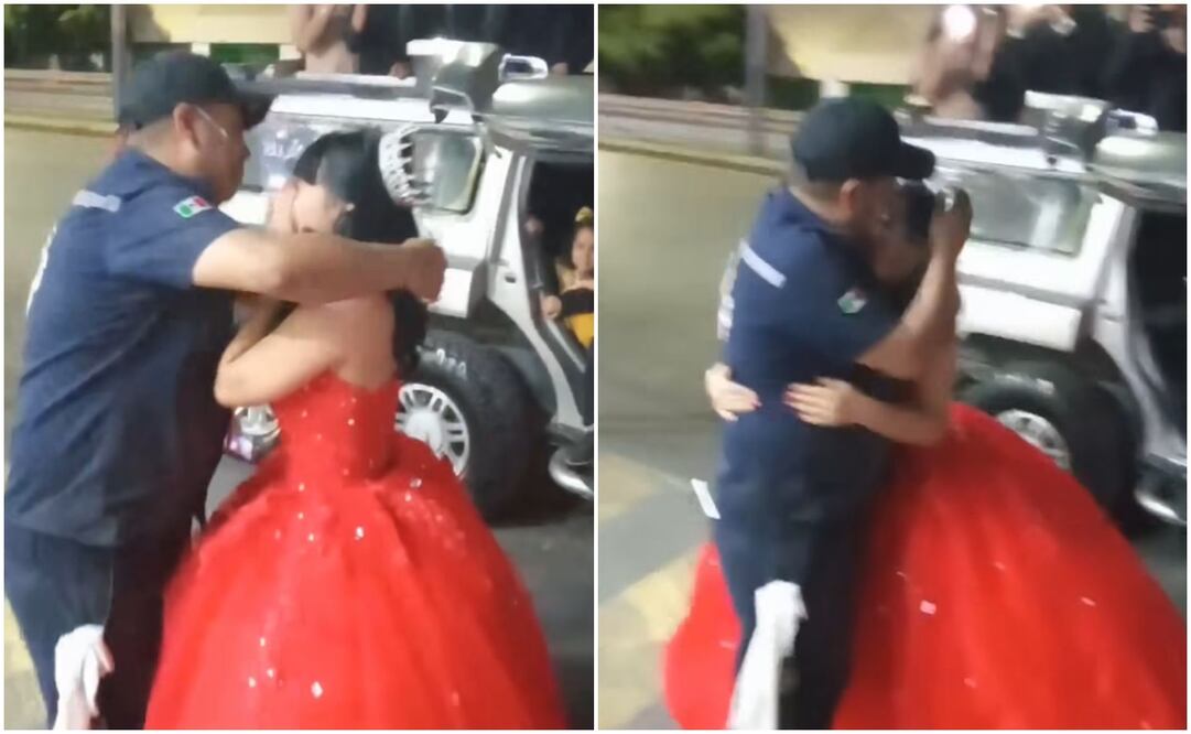 Causó gran revuelo un video donde se observa a una quinceañera bajar de una limusina en una gasolinera y corre a abrazar a su papá, quien trabaja como despachador. Foto: Redes Sociales