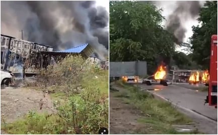 VIDEO: Organización incendia 13 vehículos en Tantoyuca, Veracruz en protesta por asesinato de compañero