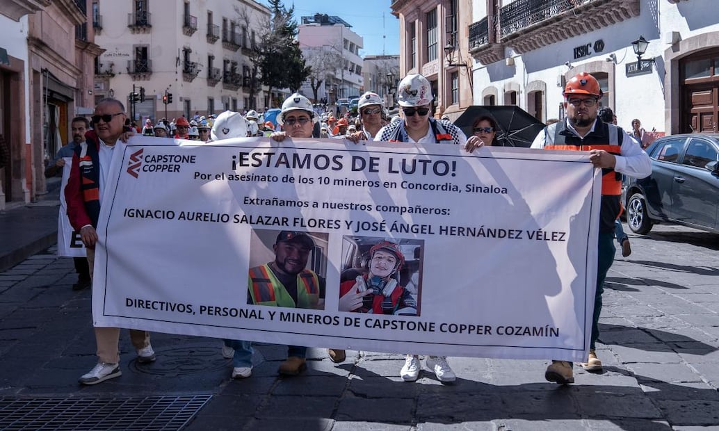 La comunidad minera de Zacatecas convocó a una marcha pacífica como acto de protesta por los resientes hechos ocurridos en Concordia, Sinaloa, dónde los ingenieros mineros Ignacio Aurelio Salazar Flores y José Ángel Hernández Vélez fueron secuestrados y asesinados junto a otros 8 mineros. Foto: Diana Valdez