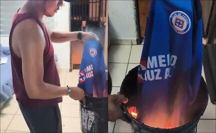 Aficionado del Cruz Azul quema jersey de la Máquina tras eliminación; "Puras desilusiones, puros fracasos, pinc... equipo ped..."