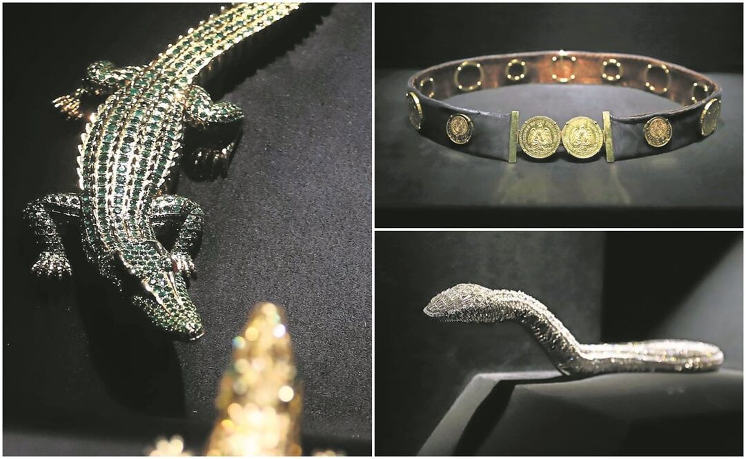 Dos cocodrilos, uno con esmeraldas y otro con diamantes amarillos, forman el icónico collar de María Félix, diseñado por Cartier. Foto: Berenice Fregoso / EL UNIVERSAL