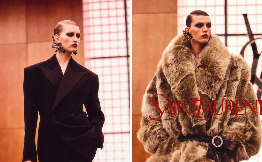 La raya lateral fue protagonista en varias de las pasarelas. Foto: Saint Laurent