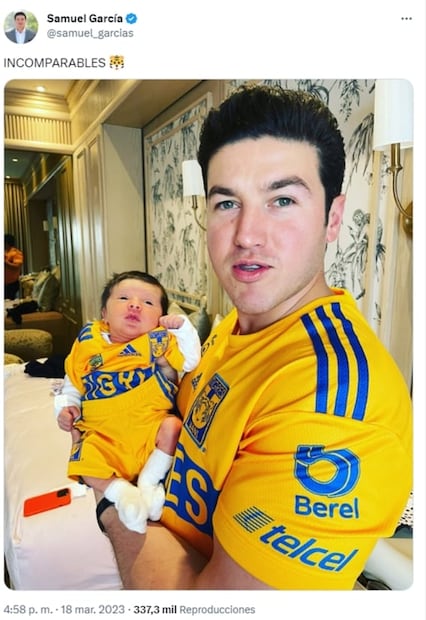 Samuel García presume a su hija Mariel con uniforme de Tigres