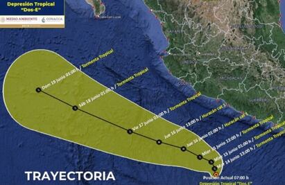 Por formación de la Depresión Tropical Dos-E habrá lluvias torrenciales en Guerrero y Oaxaca
