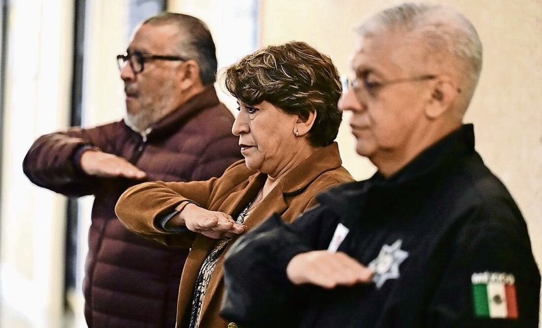 La gobernadora Delfina Gómez sostuvo una reunión con autoridades de seguridad estatales. Foto: Especial