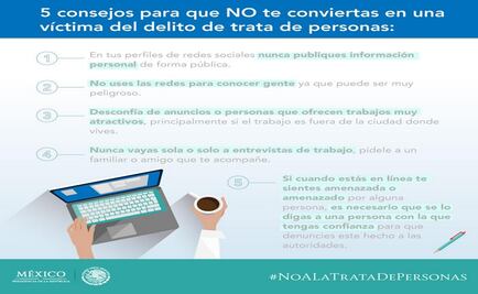 Emite SRE recomendaciones para evitar la trata de personas