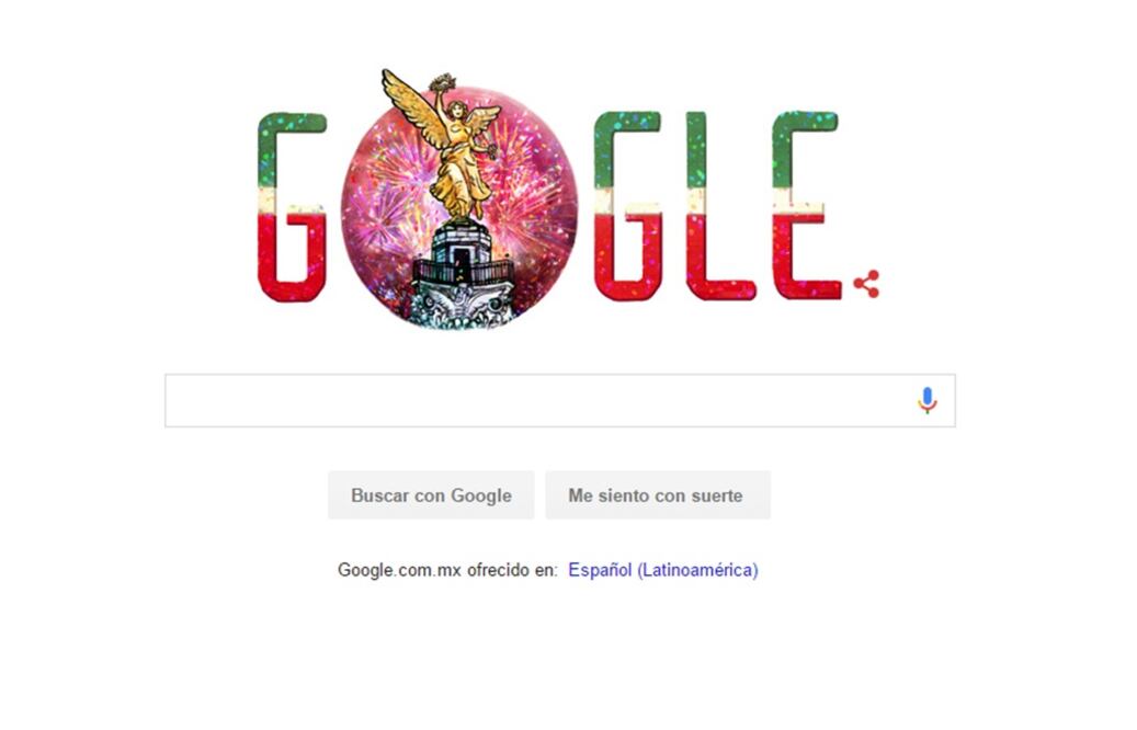 El buscador luce los colores de la bandera mexicana y el Ángel de la Independencia (ESPECIAL)