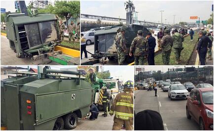 Vuelca remolque de la Sedena en Circuito Interior