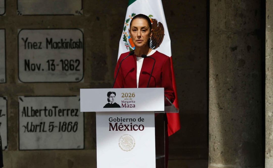 La presidenta Claudia Sheinbaum encabezó la ceremonia por el Bicentenario del natalicio de Margarita Maza en el Museo Panteón de San Fernando de la CDMX este domingo 29 de marzo de 2026. Foto: Diego Simón Sánchez/ EL UNIVERSAL