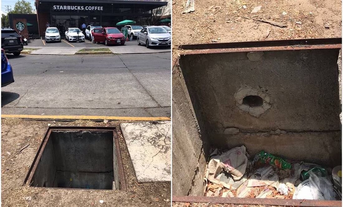 Coladera sin tapa en Ciudad Satélite. Foto: Rebeca Jiménez