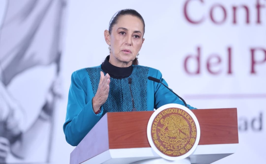 La presidenta Claudia Sheinbaum en la “Mañanera del Pueblo” del 7 de julio de 2026 en Palacio Nacional. Foto: Luis Camacho/ EL UNIVERSAL