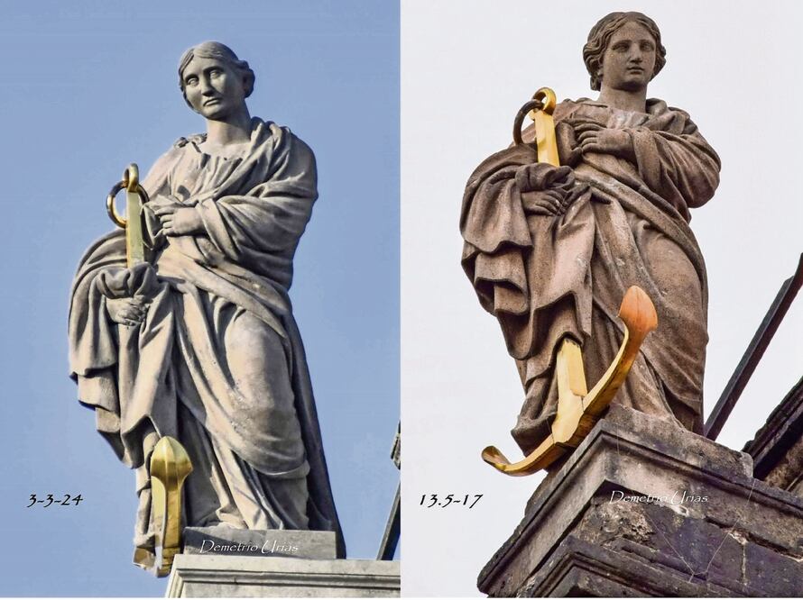 Después de la colocación y develación de la pieza el 27 de febrero pasado, restauradores criticaron los resultados, señalaron que la pieza no conservó los rasgos neoclásicos y que se aplicó una estética nacionalista. Foto: Facebook | Demetrio Urias