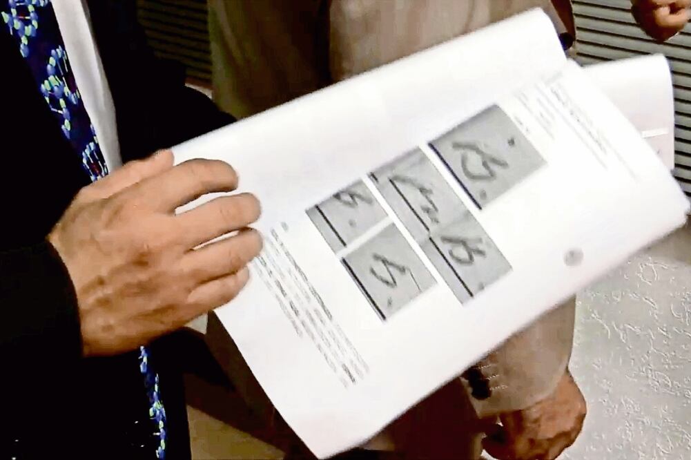 Peritos realizaron pruebas de grafoscopía a 43 muestras tomadas a edil para analizar si era suya la firma plasmada en el contrato con el Partido Socialdemócrata. (ESPECIAL)