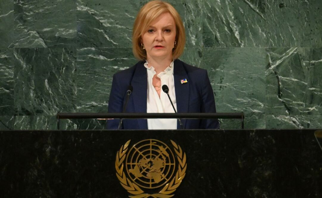 La primera ministra del Reino Unido, Elizabeth Truss, se dirige a la 77ª sesión de la Asamblea General de las Naciones Unidas en la sede de la ONU. Foto: AFP