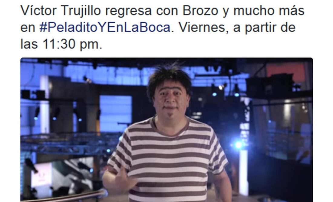 En la foto: Promocional del nuevo programa de Víctor Trujillo "Peladito y en la boca" (TOMADA DE TWITTER)