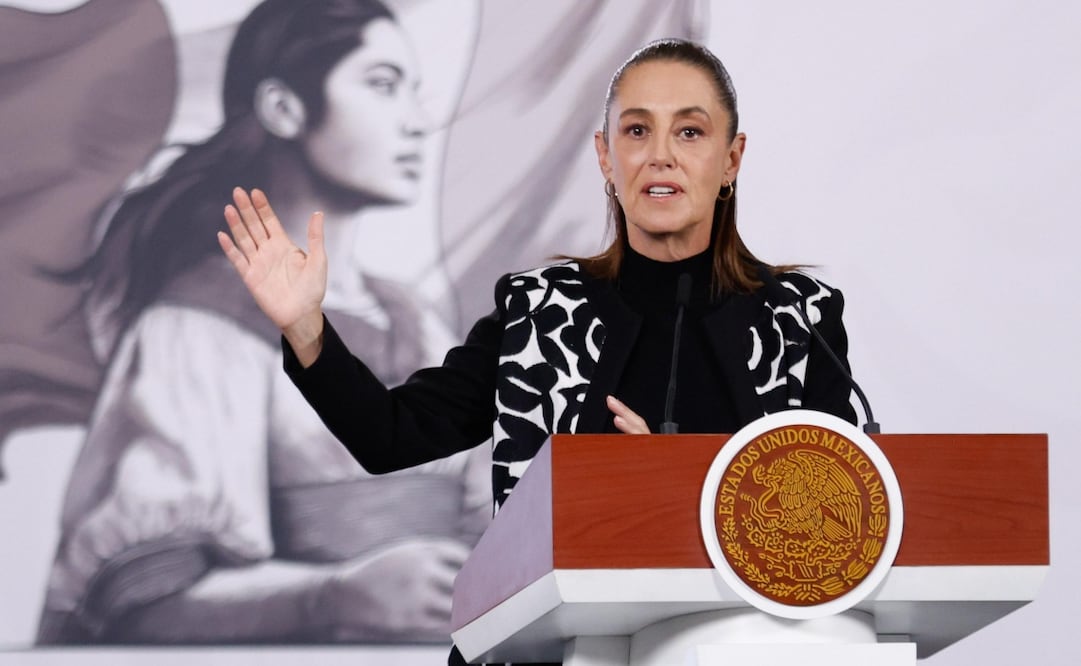 La presidenta Claudia Sheinbaum Pardo, durante la mañanera del 11 de febrero del 2026. Foto: Diego Simón / EL UNIVERSAL