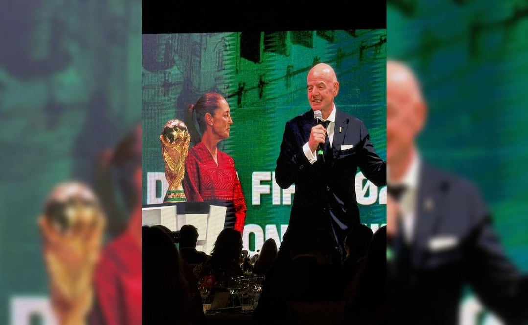 Claudia Sheinbaum y Gianni Infantino durante la cena de gala en el castillo de Chapultepec. Foto:  @JTejado