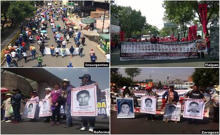 Marchas por los 43 realizan mítines en vialidades