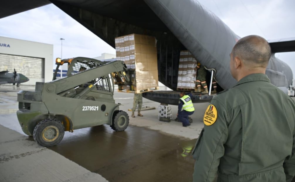 Ayuda humanitaria enviada desde México para Colombia, tras el sismo magnitud 7.4 ocurrido el pasado 10 de agosto. Foto: cortesía Secretaría de Relaciones Exteriores y Secretaría de la Defensa Nacional