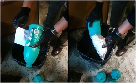 Hallan cristal y heroína ocultos en botellas de cloro en Tijuana