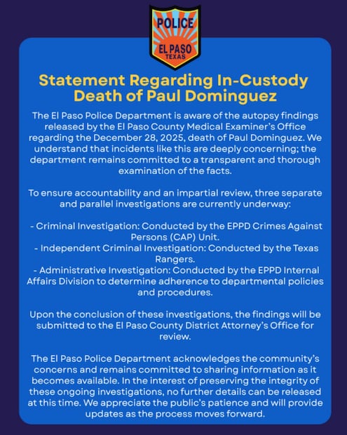 Comunicado policial informó que Asuntos Internos revisa el incidente y el uso de la fuerza por parte de los agentes. Foto: @EPPOLICE.