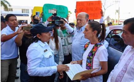 Policías estatales de Campeche le entregan pliego petitorio a Sheinbaum; piden destitución de mandos