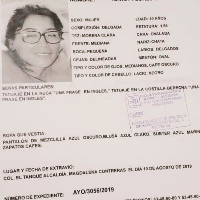 Búsqueda. Nancy Flores fue reportada desaparecida el pasado 10 de agosto. ESPECIAL