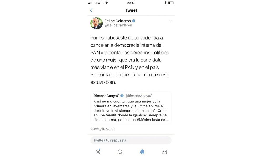 Acusación. Felipe Calderón acusó al candidato panista de violentar los derechos de Margarita Zavala (TOMADA DE TWITTER)