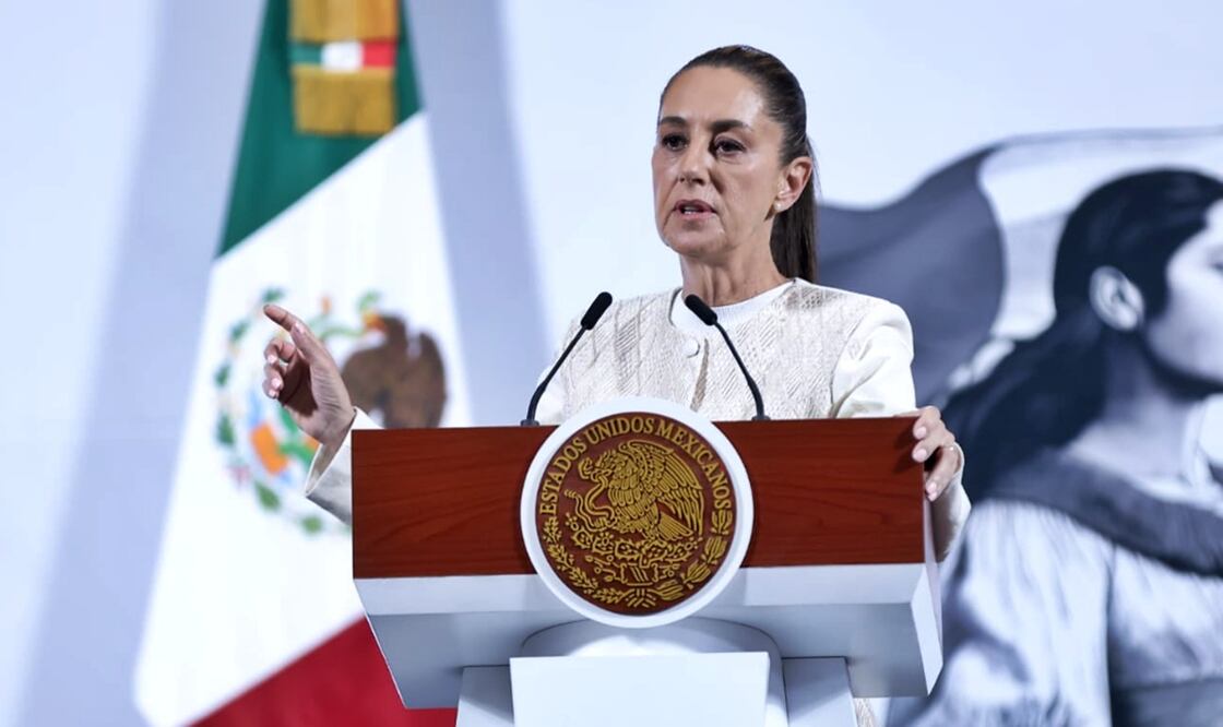 Claudia Sheinbaum en la mañanera del 16 de abril de 2025. Foto: Fernanda Rojas/EL UNIVERSAL