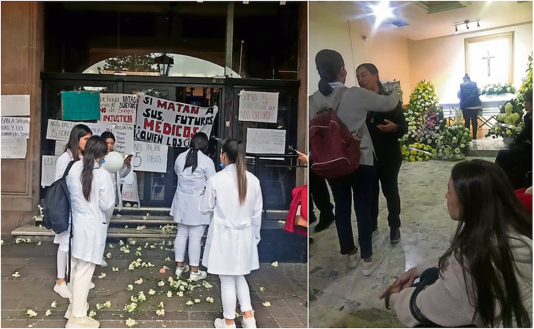 Compañeros de los estudiantes asesinados se manifestaron afuera de la Presidencia Municipal para exigir justicia; familiares dan último adiós a las víctimas. Foto: Xóchitl Álvarez