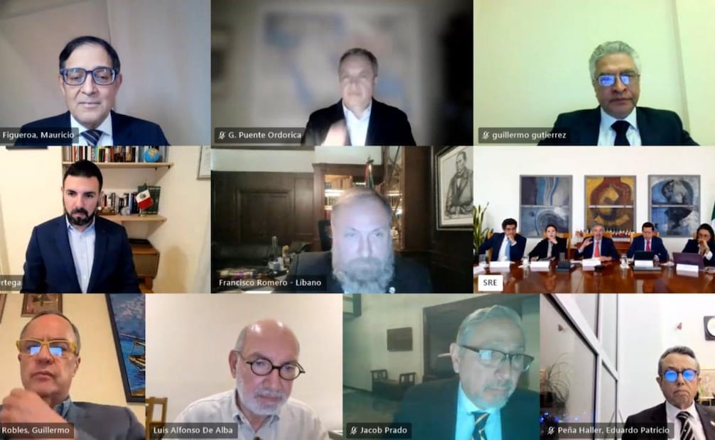 El canciller Juan Ramón de la Fuente se reunió virtualmente con embajadores y representantes de México en Medio Oriente (05/03/26). Foto: Especial