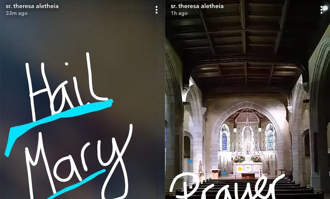 No solo comparten imágenes religiosas sino fotografías de su comida que incluye pizza y papas fritas.