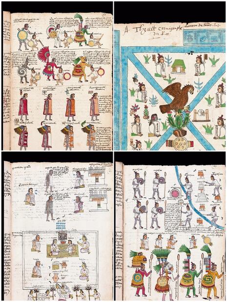 Diversas imágenes en el Códice Mendoza muestran cómo era la vida diaria de la gran Tenochtitlan. (13/03/2025) Fotos: Especiales
