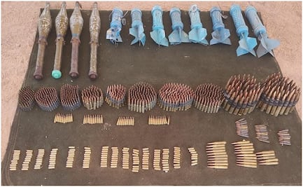 Elementos de la GN y el Ejército aseguran granadas para lanzacohetes y artefactos explosivos en Sonora; no hay detenidos