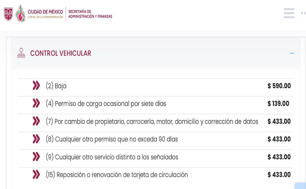 Este es el costo de la renovación de la tarjeta de circulación en 2026. Foto: Secretaría de Administración y Finanzas de la CDMX