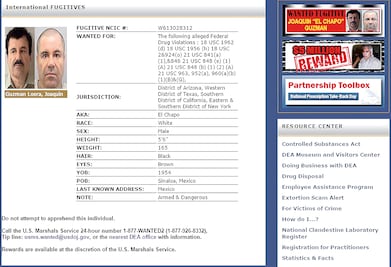 DEA activa recompensa de 5 mdd por recaptura del 'Chapo'