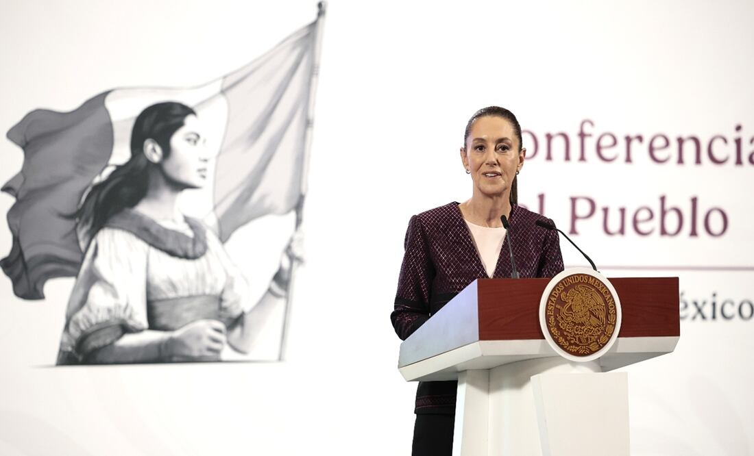 La presidenta Claudia Sheinbaum durante la mañanera del 2 de mayo de 2025. Foto: EFE