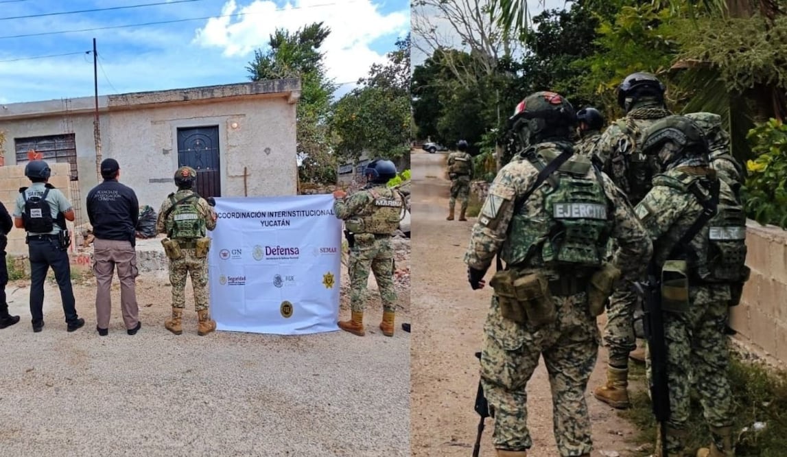 Una pareja fue detenida en Cuzamá, Yucatán en posesión de droga, marihuana y cristal asi como armas y cartuchos. Foto Especial