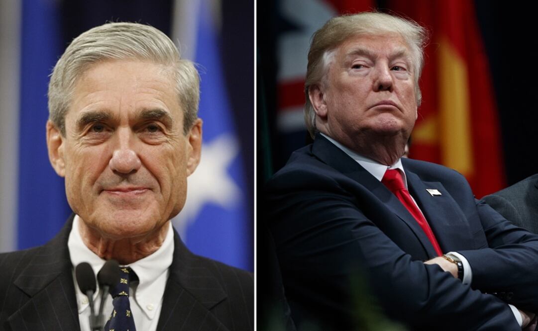 Robert Mueller, fiscal especial que investiga la presunta injerencia rusa en EU, y el presidente Donald Trump (Foto: AFP/ AP)