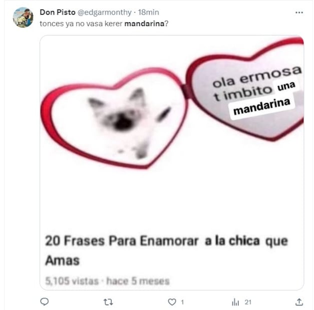 Memes sobre la temporada de mandarinas. Foto: Twitter