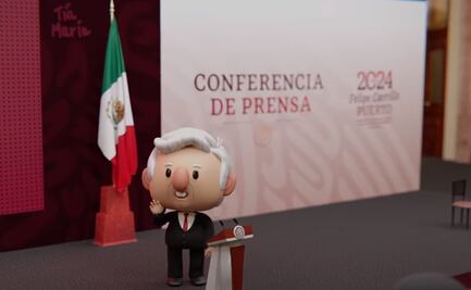 VIDEO AMLO estrena entrada de caricatura para sus últimas mañaneras, con todo y gatito