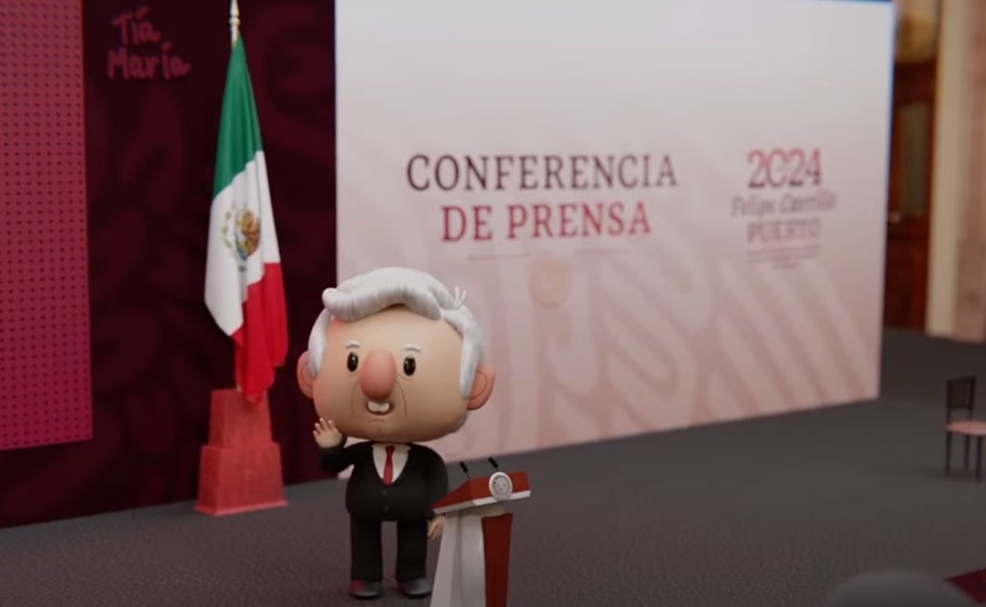 López Obrador estrenó una entrada de caricatura para sus últimas conferencias en Palacio Nacional. Foto: Captura
