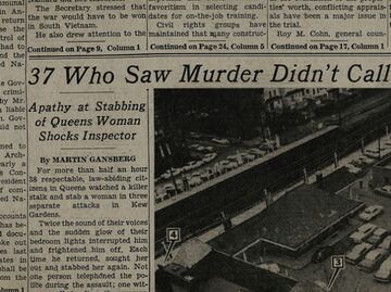 Síndrome del Espectador: Cuando la antipatía por el asesinato de una mujer fue estudiada por la psicología