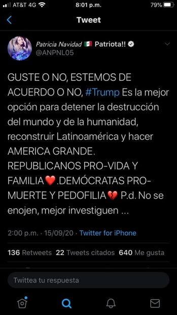 Paty Navidad responde a haters y reitera apoyo a Trump 